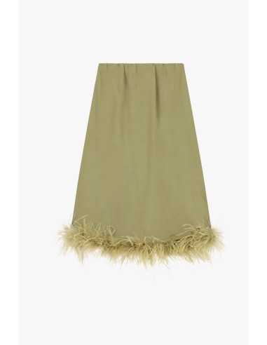 Jupe midi à bordure en plumes et coupe droite Dixie
