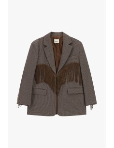 Dixie geruite blazer met decoratieve franjes en zakken 2
