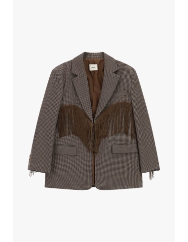Blazer à carreaux avec franges décoratives et poches Dixie
