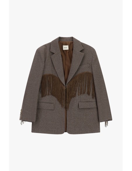 Blazer à carreaux avec franges décoratives et poches Dixie