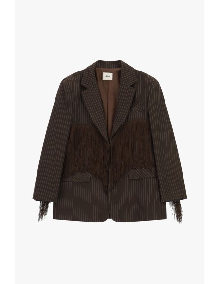 Gestreepte blazer met decoratieve franjes Dixie