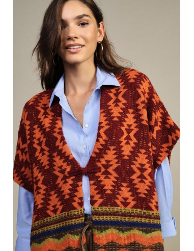 Poncho fantaisie géométrique à franges Dixie