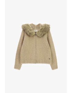 Dixie vest met rits en capuchon met bontrand 2