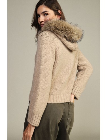 Cardigan zippé à capuche bordée de fourrure Dixie