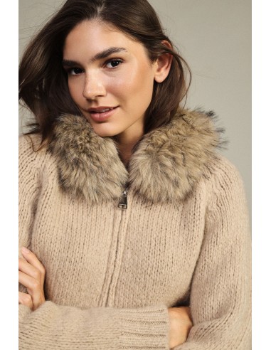 Dixie vest met rits en capuchon met bontrand