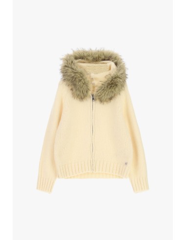 Cardigan zippé à capuche bordée de fourrure Dixie