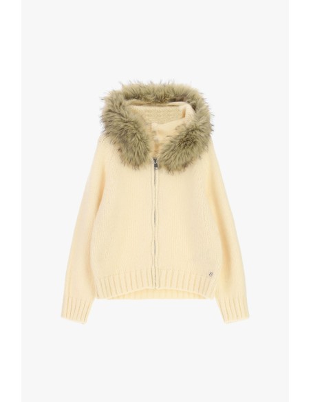 Dixie vest met rits en capuchon met bontrand