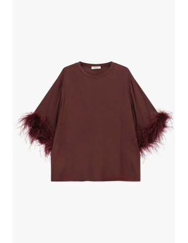 Pull ample à manches trois quarts et plumes Dixie