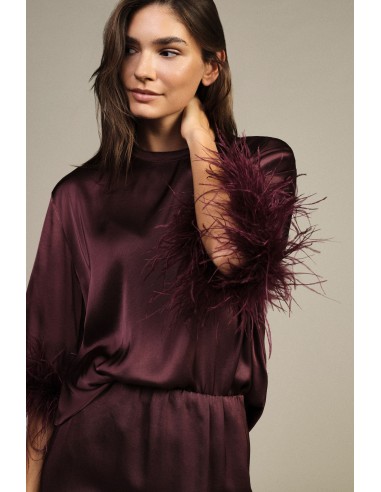Pull ample à manches trois quarts et plumes Dixie