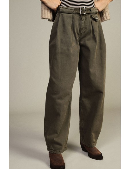 Pantalon palazzo taille haute avec ceinture et pinces Dixie