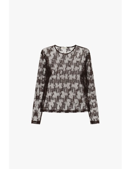 T-shirt transparent à manches longues avec motif floral Dixie