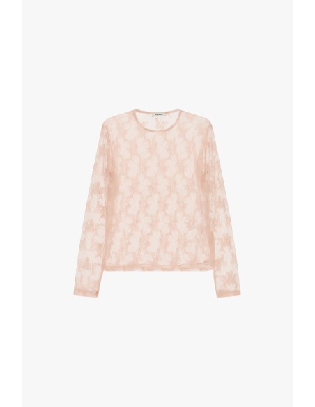T-shirt transparent à manches longues avec motif floral Dixie