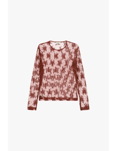 T-shirt transparent à manches longues avec motif floral Dixie