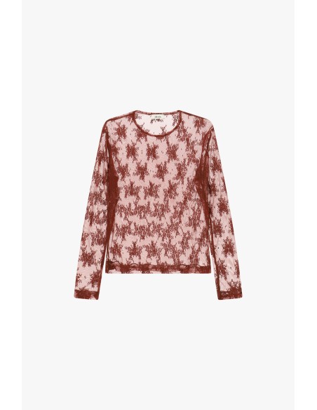 T-shirt transparent à manches longues avec motif floral Dixie