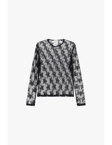 T-shirt transparent à manches longues avec motif floral Dixie