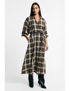 Lange geruite jurk met verstelbare riem Please