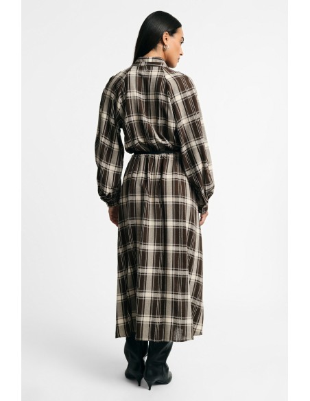 Lange geruite jurk met verstelbare riem Please