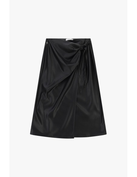 Midi-rok met zijknoop en drapering alstublieft