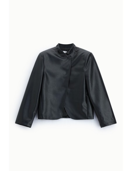Blazer court avec fermeture asymétrique à bouton
