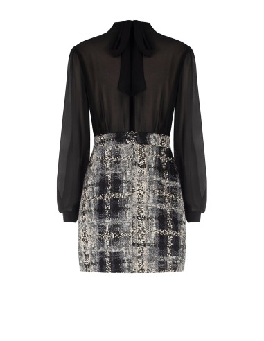 Robe courte effet 2 pièces avec top en georgette et jupe en tweed bouclé avec lurex Rinascimento