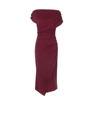 Robe moulante en lurex à effet pailleté avec drapés de style Rinascimento
