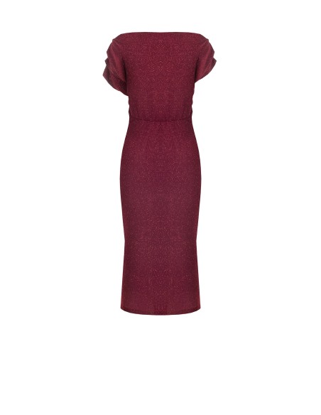 Robe moulante en lurex à effet pailleté avec drapés de style Rinascimento