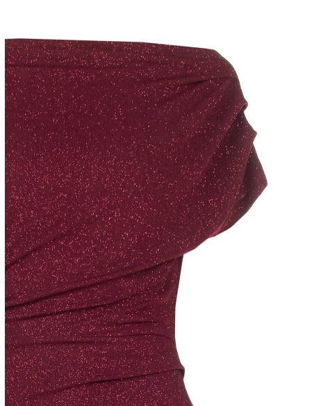 Robe moulante en lurex à effet pailleté avec drapés de style Rinascimento