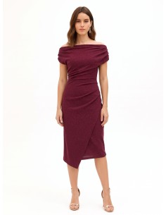 Robe moulante en lurex à effet pailleté avec drapés Rinascimento