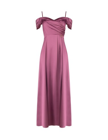 Robe longue en satin structuré à décolleté cœur Rinascimento