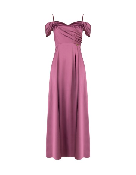 Robe longue en satin structuré à décolleté cœur Rinascimento