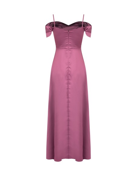 Robe longue en satin structuré à décolleté cœur Rinascimento