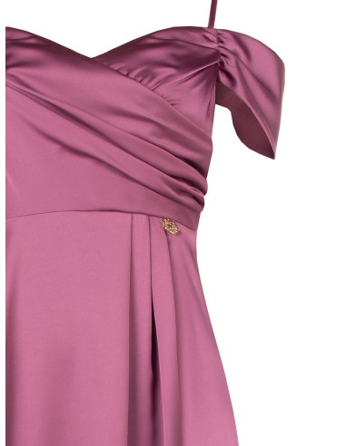 Robe longue en satin structuré à décolleté cœur Rinascimento
