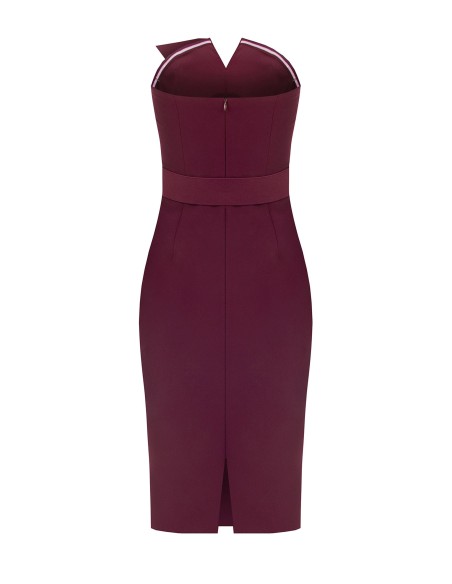 Robe fourreau en tissu technique avec revers en satin et ceinture rigide assortie Rinascimento