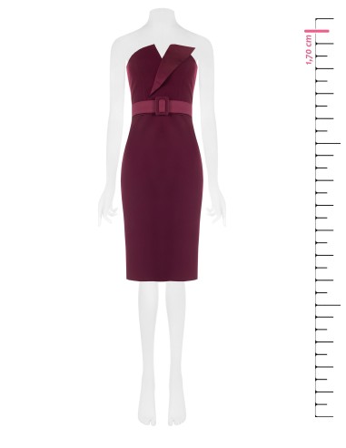 Robe fourreau en tissu technique avec revers en satin et ceinture rigide assortie Rinascimento
