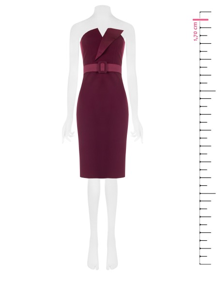 Robe fourreau en tissu technique avec revers en satin et ceinture rigide assortie Rinascimento