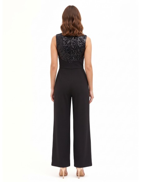 Combinaison palazzo intégrale en crêpe scuba avec bustier à paillettes Rinascimento