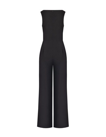 Palazzo-jumpsuit van scuba-crêpe met lijfje met pailletten Rinascimento