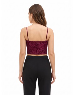 Borstbedekkende crop-top bustier van technische stof, bedekt met kant van Rinascimento 2