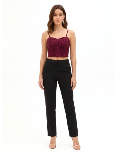 Borstbedekkende crop-top bustier van technische stof, bedekt met kant van Rinascimento