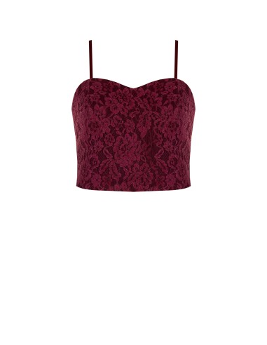 Crop top bustier en tissu technique recouvert de dentelle Rinascimento