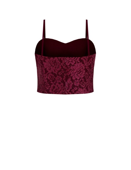 Crop top bustier en tissu technique recouvert de dentelle Rinascimento