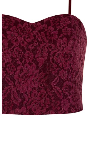 Crop top bustier en tissu technique recouvert de dentelle Rinascimento