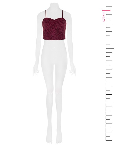 Crop top bustier en tissu technique recouvert de dentelle Rinascimento