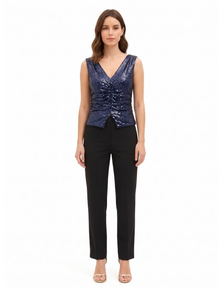 Top recouvert de sequins avec double décolleté en V Rinascimento