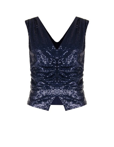 Top recouvert de sequins avec double décolleté en V Rinascimento