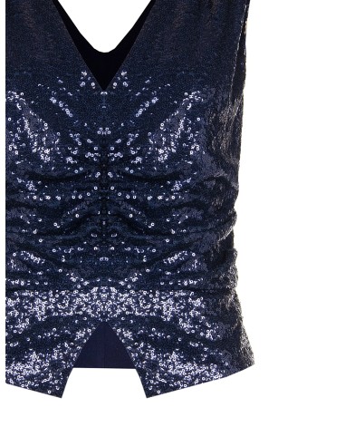 Top recouvert de sequins avec double décolleté en V Rinascimento