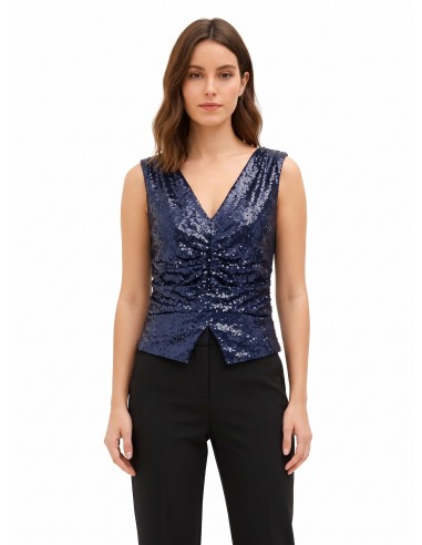 Top recouvert de sequins avec double décolleté en V Rinascimento