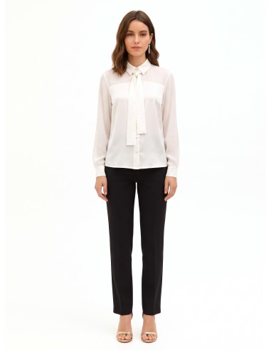 Blouse fluide en satin et georgette avec cravate Rinascimento