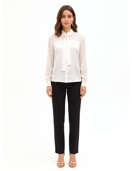 Blouse fluide en satin et georgette avec cravate Rinascimento