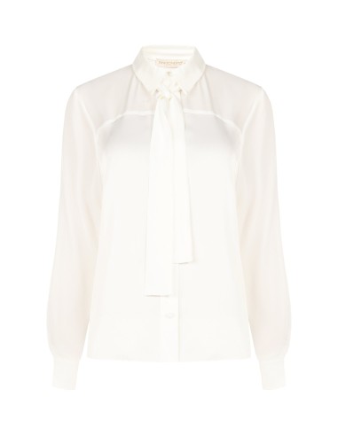 Vloeiende blouse van satijn en georgette met das Rinascimento